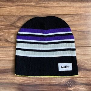 FedEx Black and Purple Striped Beanie Reversible Winter Snow Hat